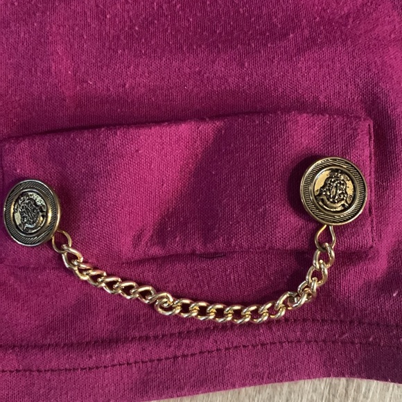 Vintage Two Piece Gold Chain Purple Cotton Elastic Jacket and Pants Size Large - Picture 8 of 13